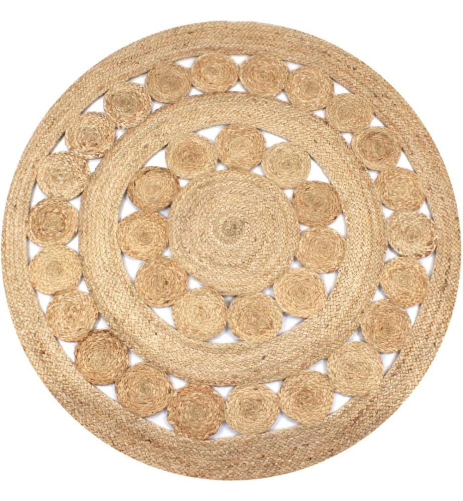 Tapis Jute design tressé 120 cm Rond