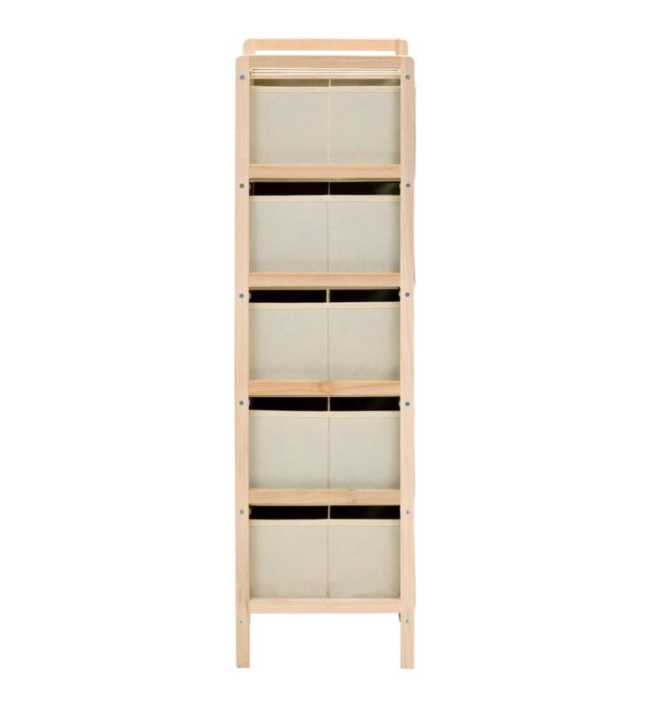Étagère de rangement 5 paniers tissu bois de cèdre beige