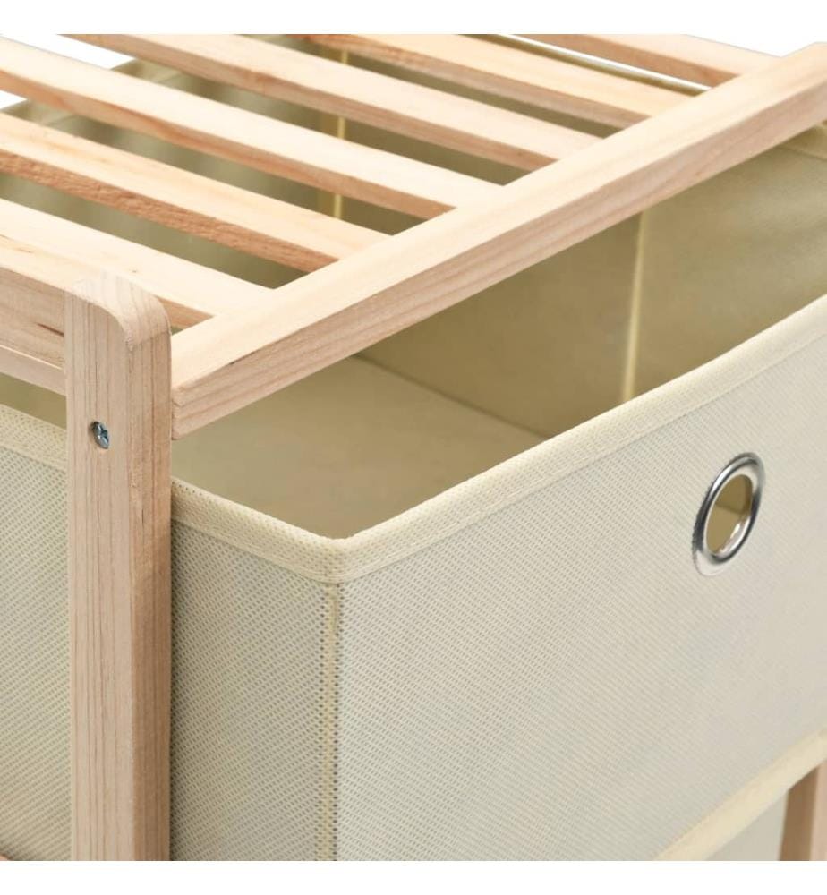 Étagère de rangement 5 paniers tissu bois de cèdre beige