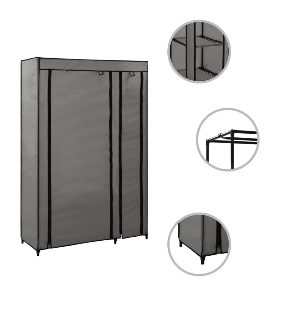 Faltschrank Grau 110x45x175 cm Stoff