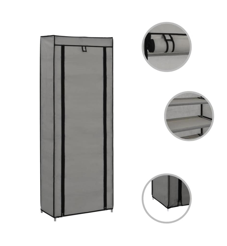Schuhschrank mit Abdeckung Grau 57 x 29 x 162 cm Stoff
