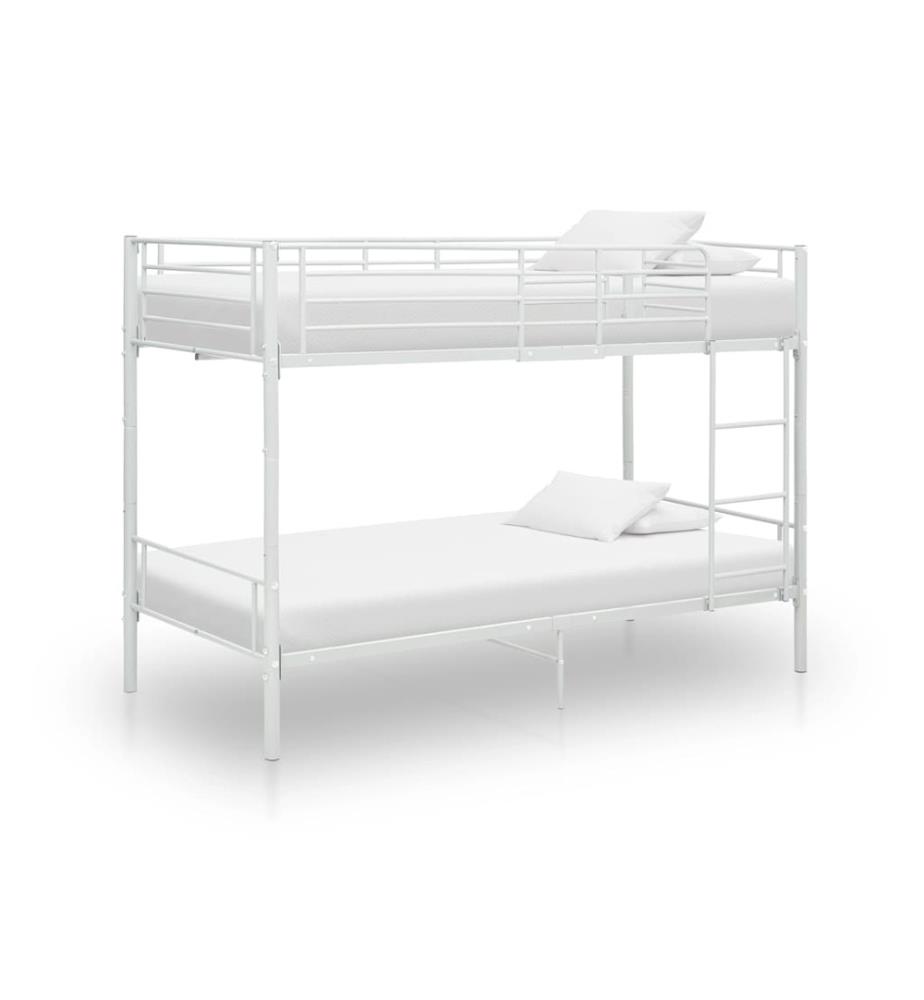 Lit superposé sans matelas blanc métal 90x200 cm