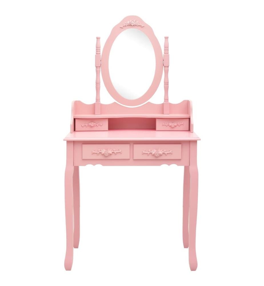 Ensemble de coiffeuse avec tabouret Rose 75x69x140 cm Paulownia