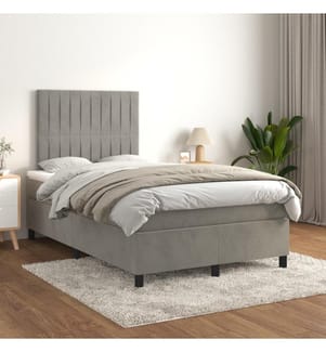 Boxspringbett mit Matratze Hellgrau 120x200 cm Samt