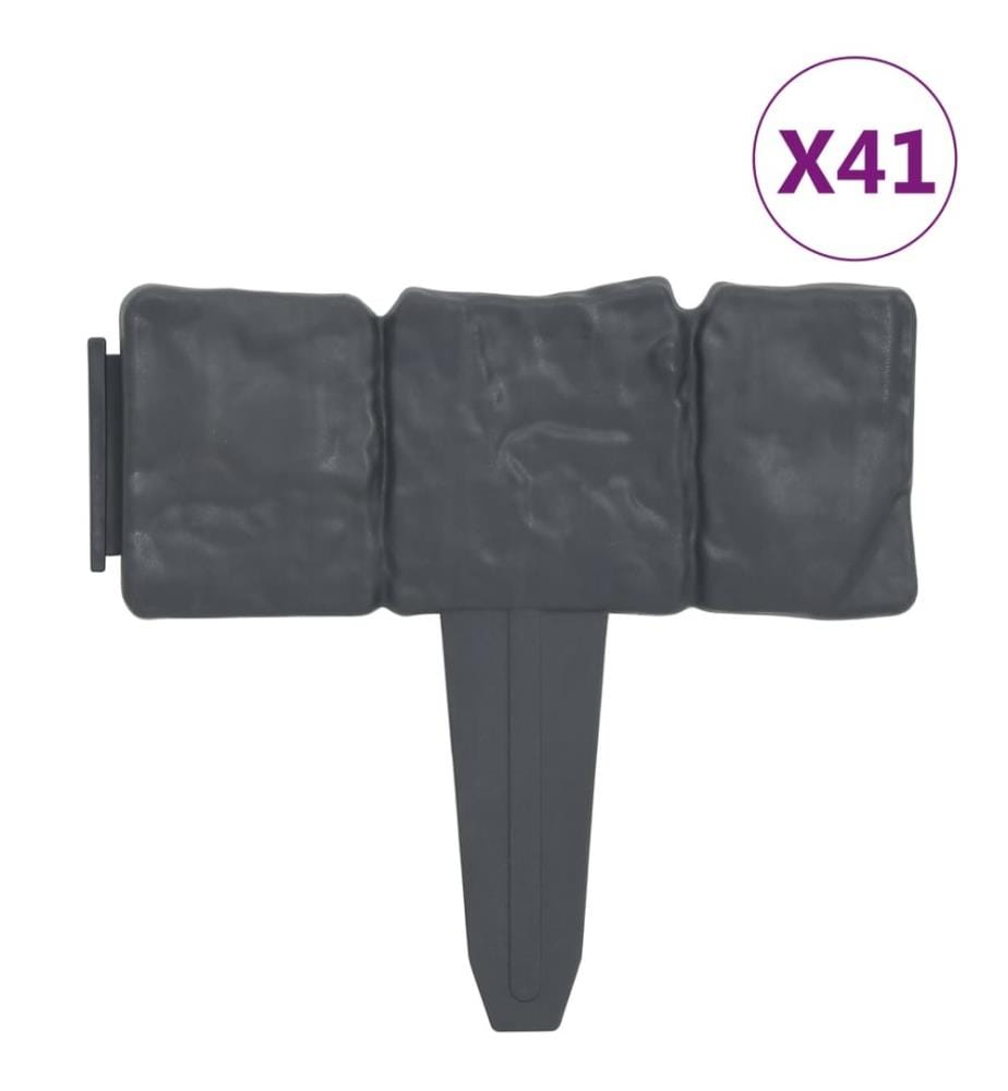 Rasenkante Steinoptik 41 Stk. Kunststoff 10 m