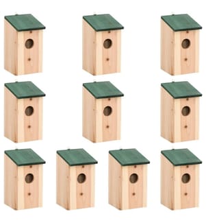Vogelhäuser 10 Stk. Tanne Massivholz 12x12x22 cm