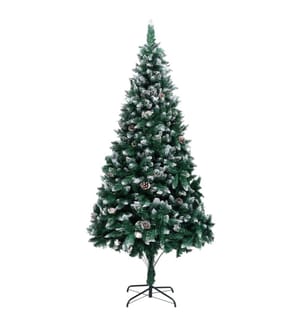 Künstlicher Weihnachtsbaum mit Zapfen und Schnee 210 cm