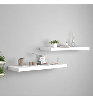 Étagères murales flottantes 2 pcs blanc 80x23,5x3,8 cm MDF