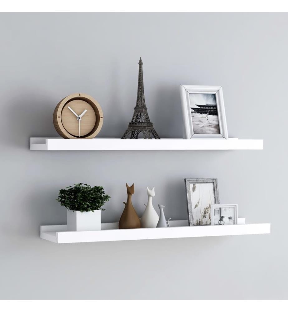 Bilderleisten 2 Stk. Weiss 80x9x3 cm MDF