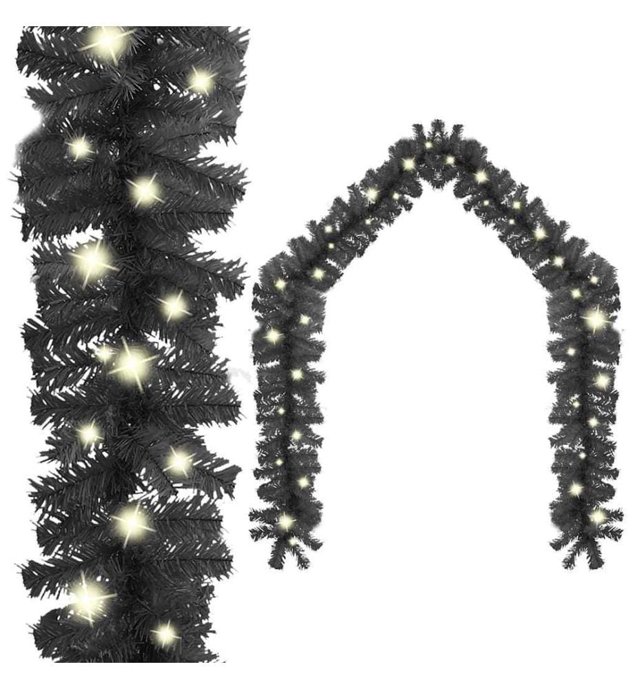 Weihnachtsgirlande mit LED 10 m Schwarz