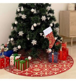 Luxus-Weihnachtsbaumdecke mit Socke Rot 90 cm Stoff
