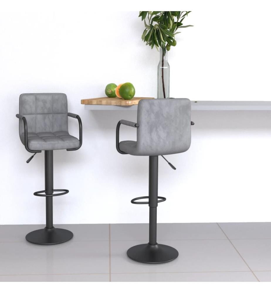 Barhocker 2 Stk. Hellgrau Samt