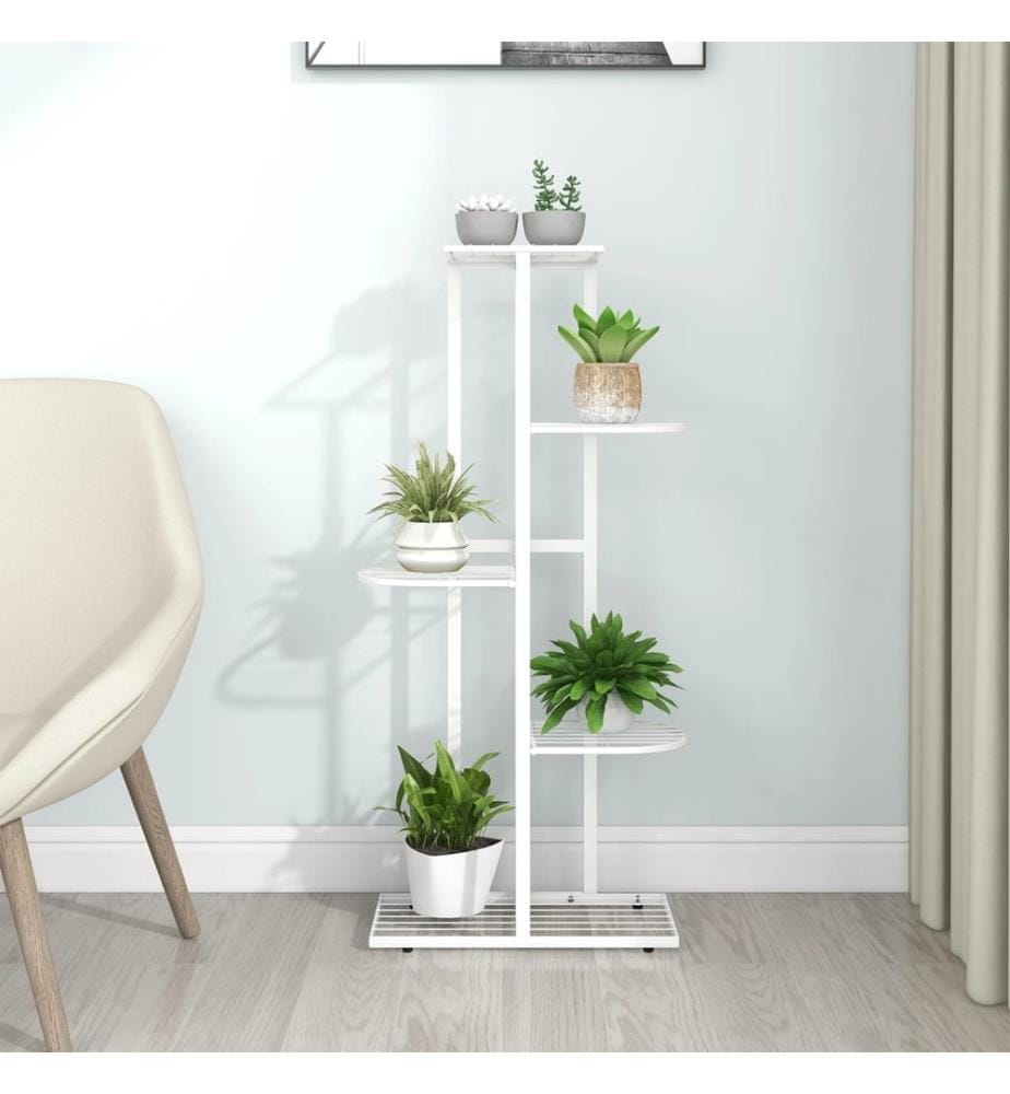 Blumenständer 5-Etagen 43x22x98 cm Weiss Metall