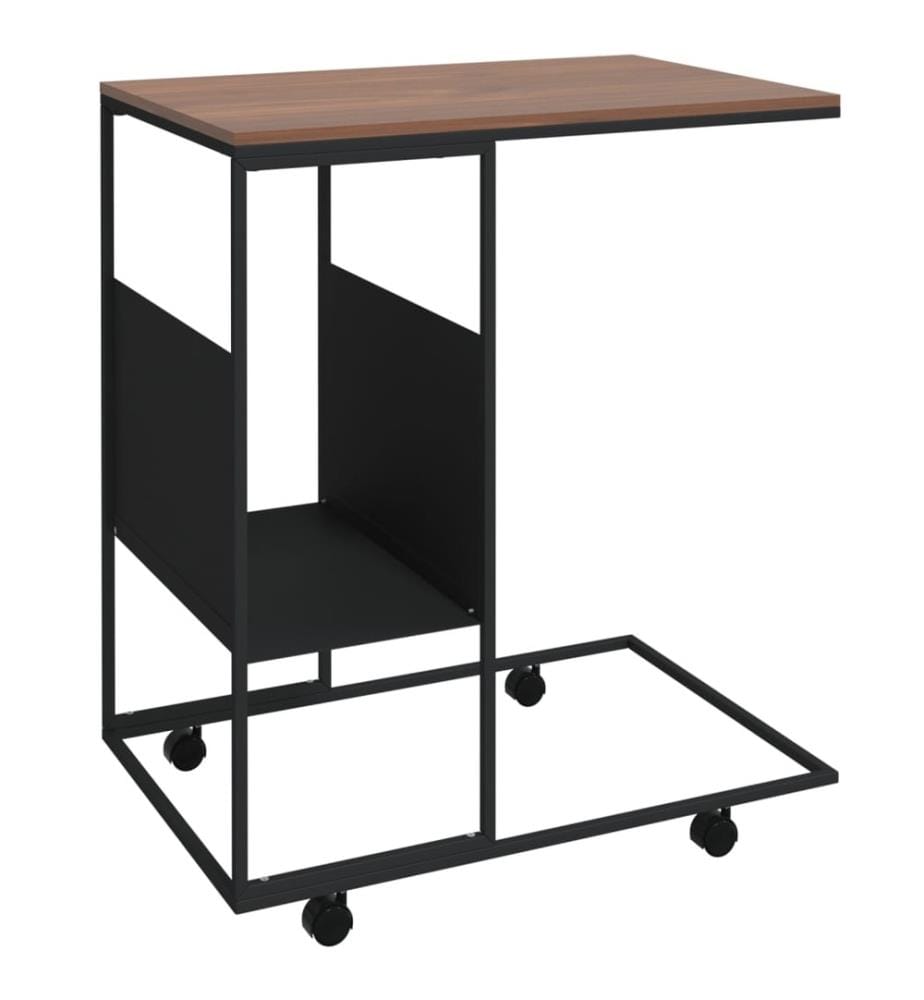 Beistelltisch mit Rollen Schwarz 55x36x63,5 cm Holzwerkstoff