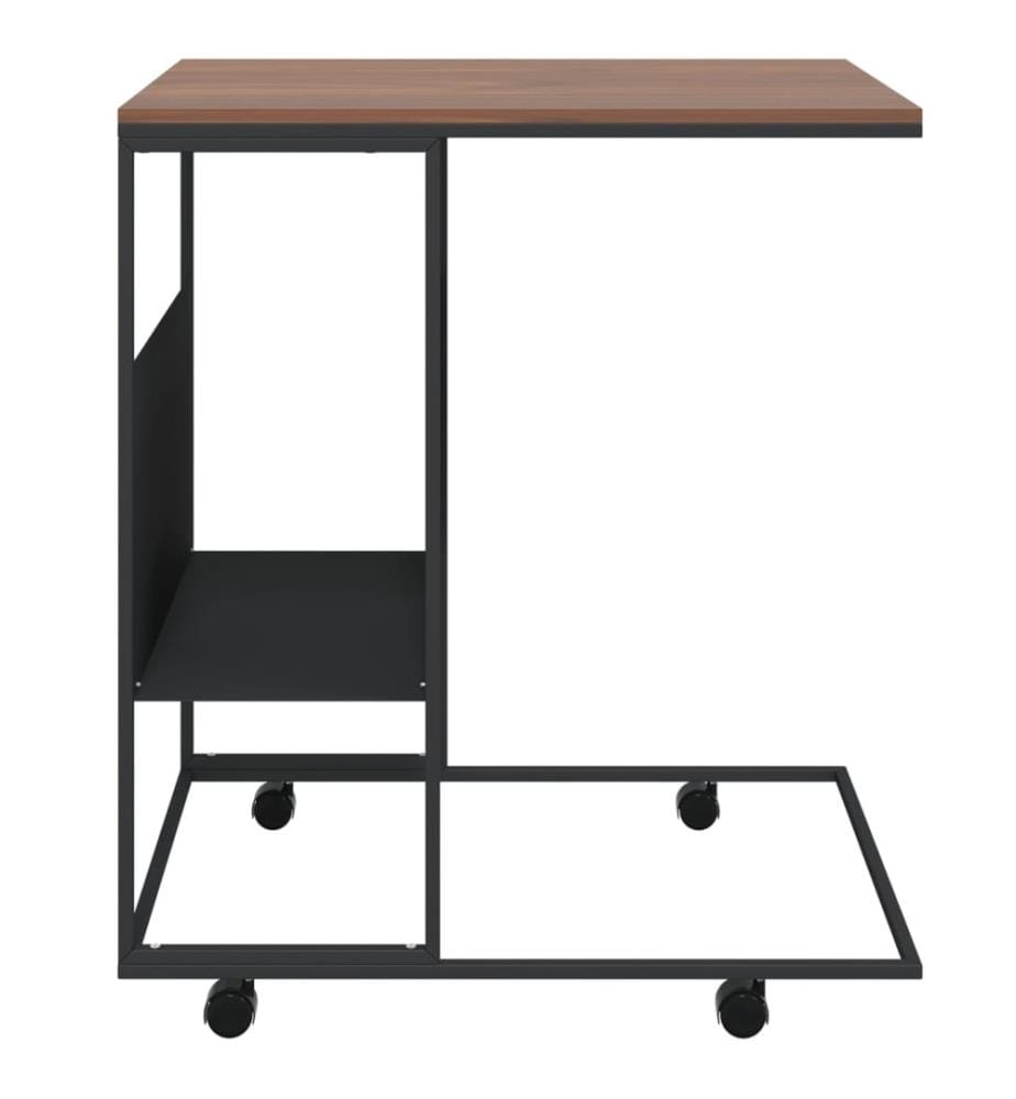 Beistelltisch mit Rollen Schwarz 55x36x63,5 cm Holzwerkstoff