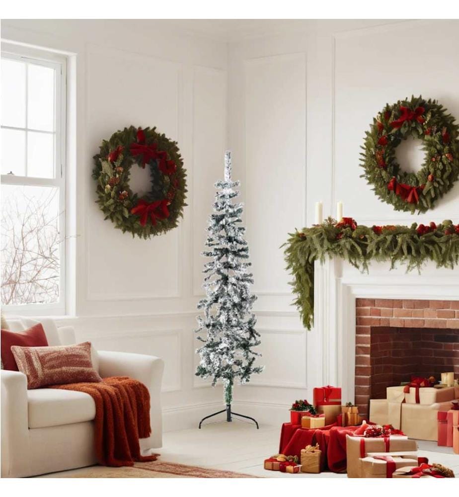 Künstlicher Halb-Weihnachtsbaum mit Schnee Schlank 150 cm