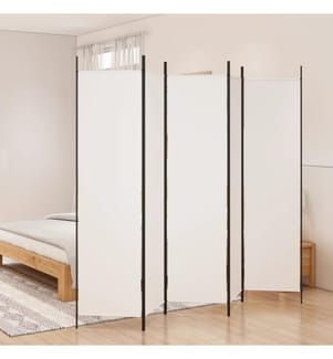 5-tlg. Paravent Weiss 250x200 cm Stoff