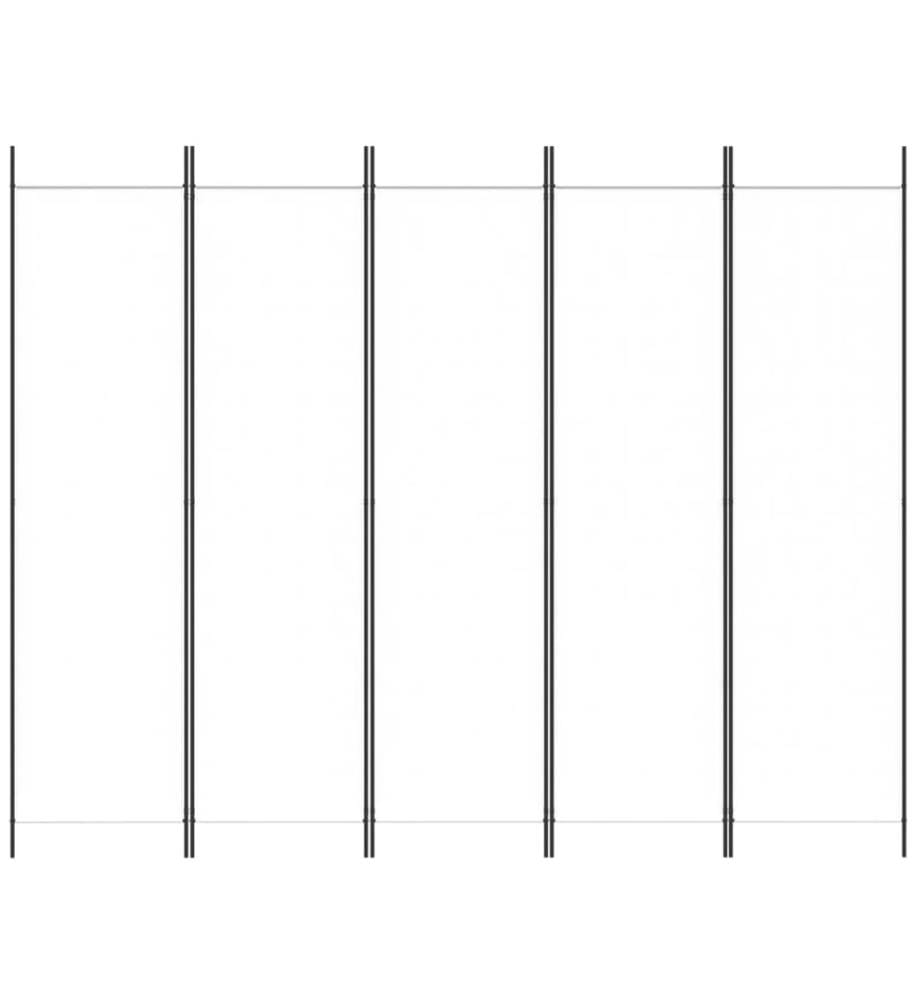 5-tlg. Paravent Weiss 250x200 cm Stoff