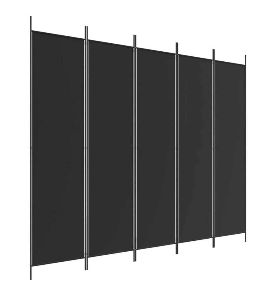 5-tlg. Paravent Schwarz 250x200 cm Stoff