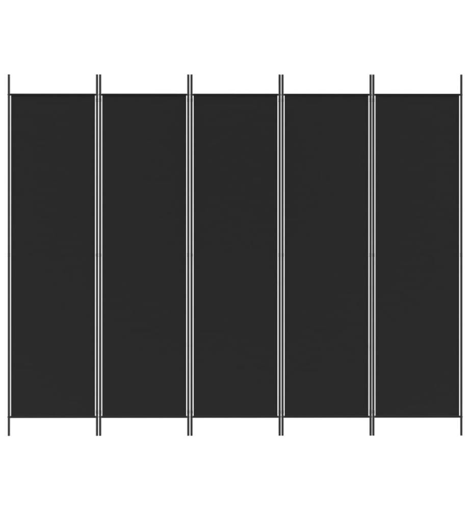 5-tlg. Paravent Schwarz 250x200 cm Stoff