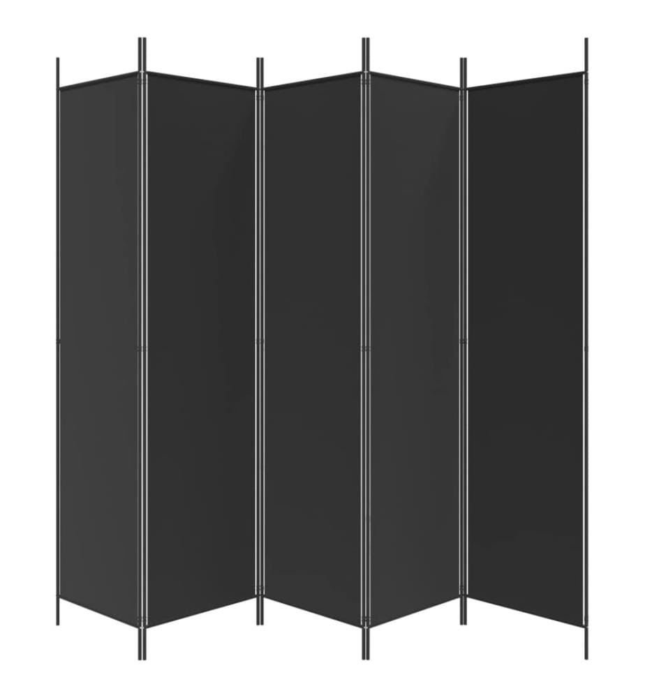 5-tlg. Paravent Schwarz 250x200 cm Stoff