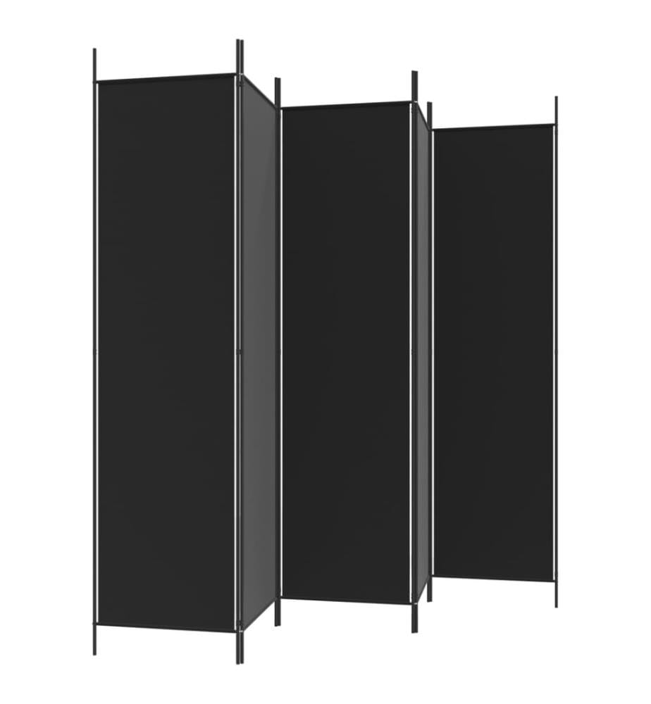 5-tlg. Paravent Schwarz 250x200 cm Stoff