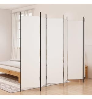 6-tlg. Paravent Weiss 300x200 cm Stoff