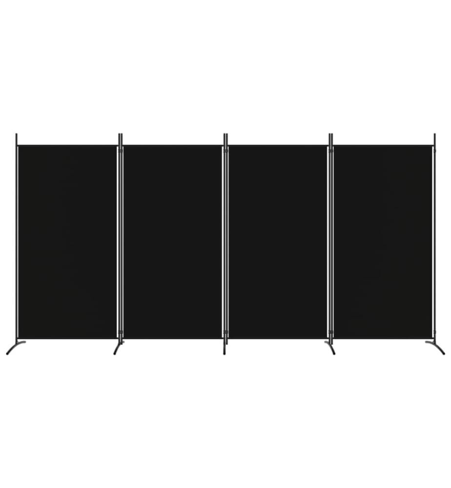 4-tlg. Paravent Schwarz 346x180 cm Stoff