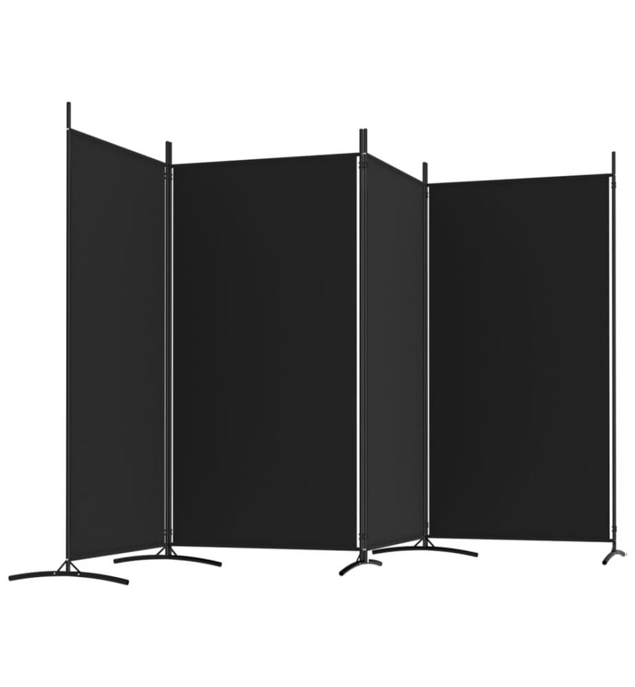 4-tlg. Paravent Schwarz 346x180 cm Stoff