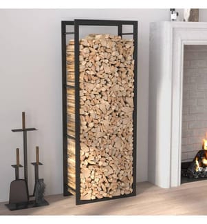 Portant de bois de chauffage Noir mat 50x28x132 cm Acier