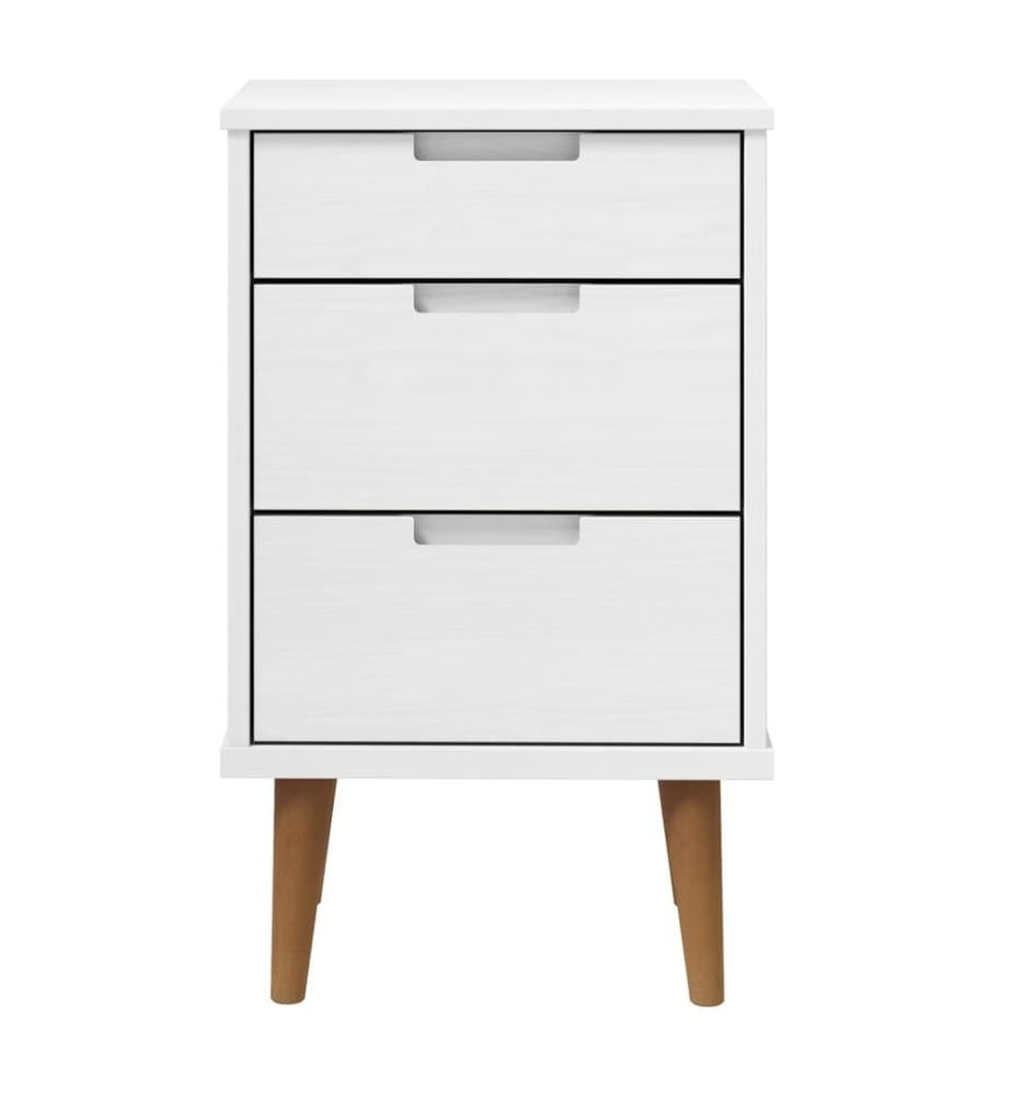Nachttisch MOLDE Weiss 40x35x65 cm Massivholz Kiefer