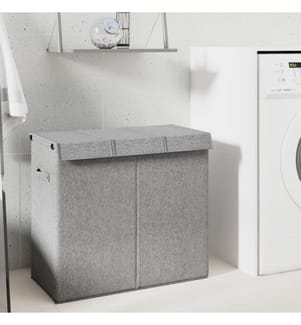 Panier à linge pliable Gris 64,5x34,5x59 cm Tissu en faux lin