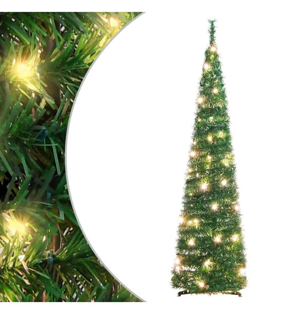 Sapin de Noël artificiel escamotable 50 LED vert 120 cm