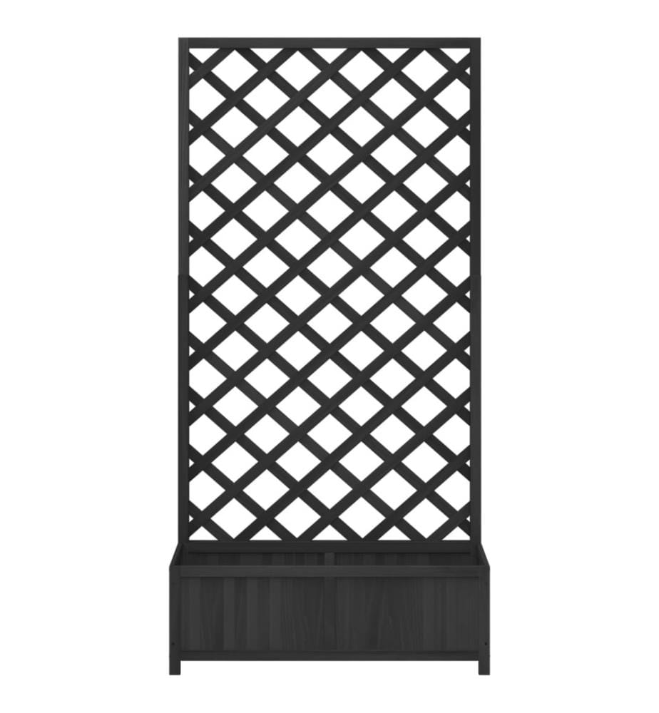 Pflanzkübel mit Spalier Schwarz Massivholz Tanne