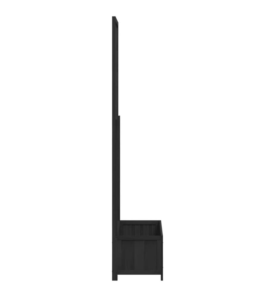 Pflanzkübel mit Spalier Schwarz Massivholz Tanne