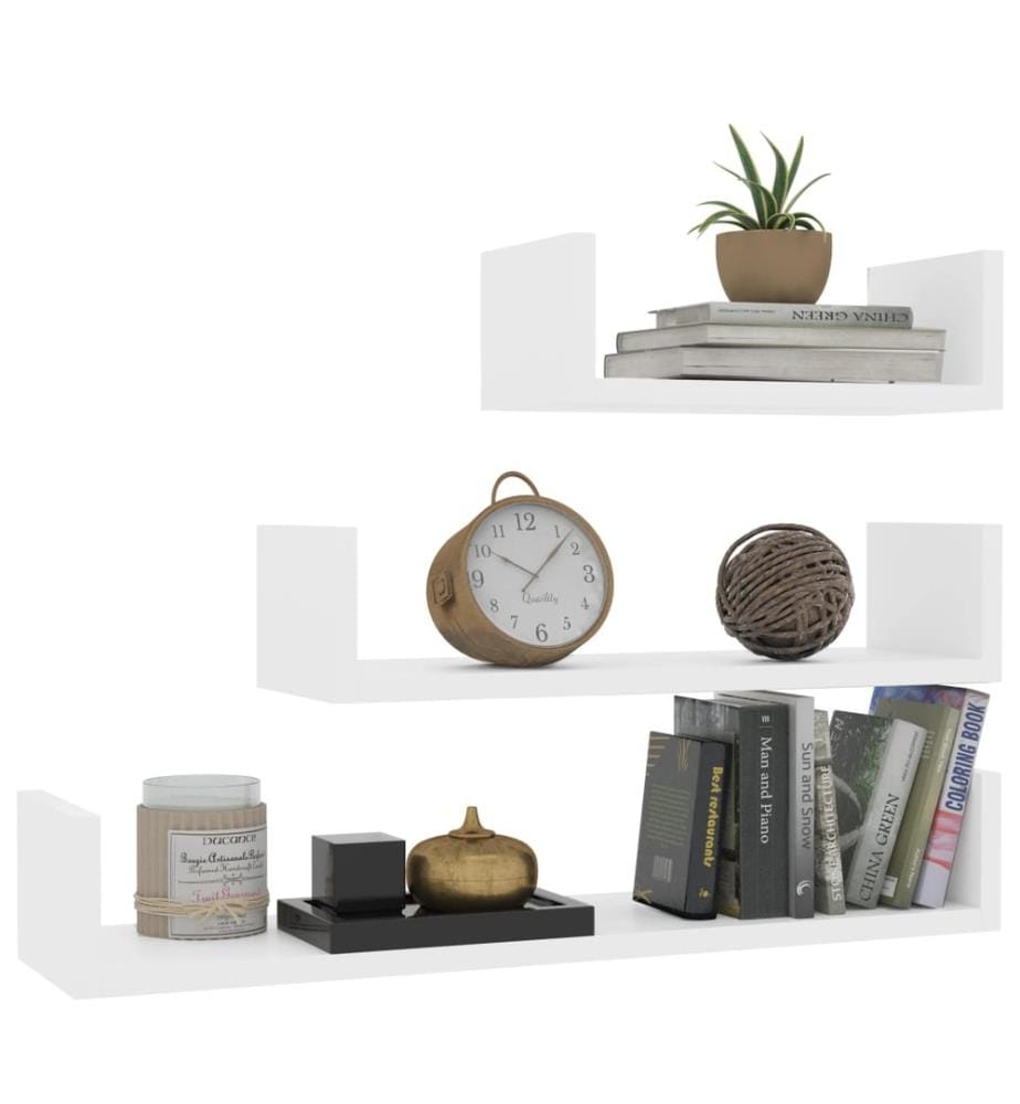 Wandregal 3 Stk. Weiss Holzwerkstoff