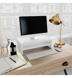 Support de moniteur Blanc 42 x 24 x 13 cm Bois d'ingénierie