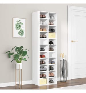 Schuhschrank Weiss 54x34x183 cm Holzwerkstoff
