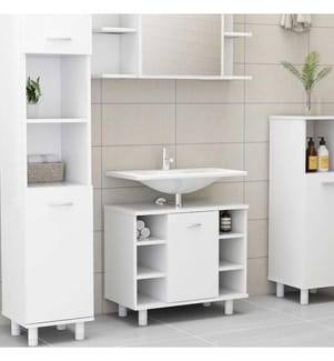 Badezimmerschrank Weiss 60x32x53,5 cm Holzwerkstoff