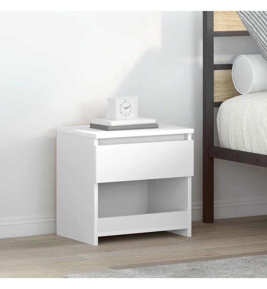 Tables de chevet 2pcs Blanc brillant 40x30x39cm Bois ingénierie