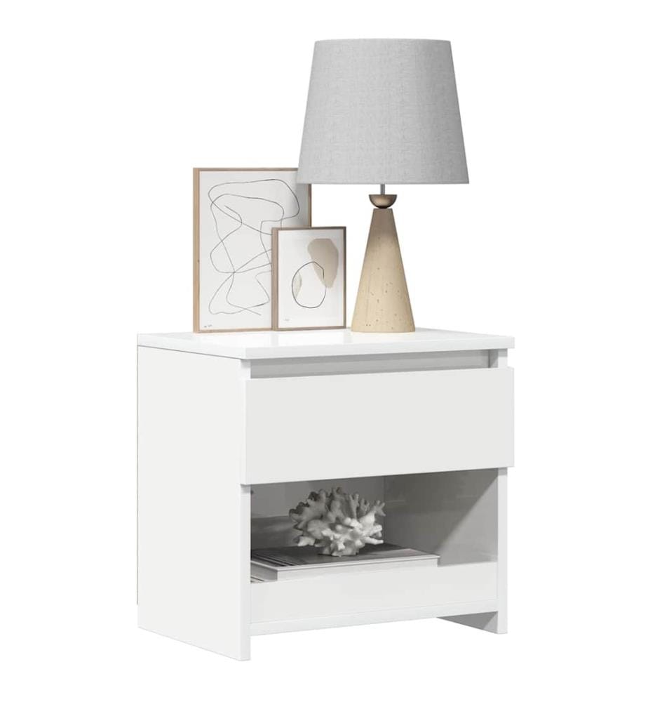 Tables de chevet 2pcs Blanc brillant 40x30x39cm Bois ingénierie