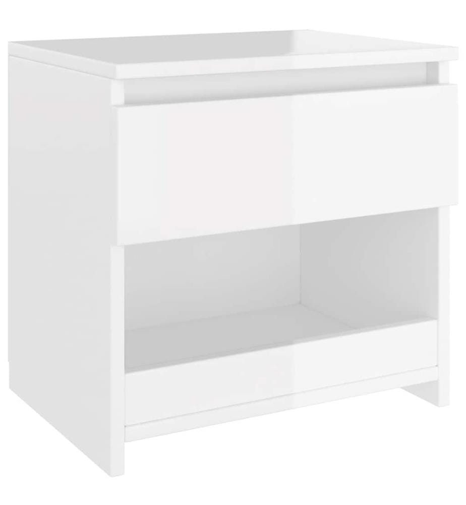 Tables de chevet 2pcs Blanc brillant 40x30x39cm Bois ingénierie