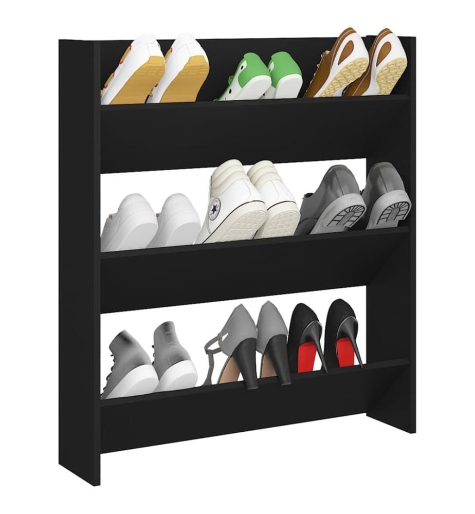 Wand-Schuhschrank Schwarz 80x18x90 cm Holzwerkstoff