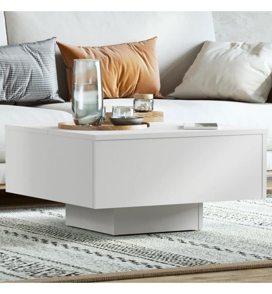 Table basse blanc 60x60x31,5 cm bois d'ingénierie