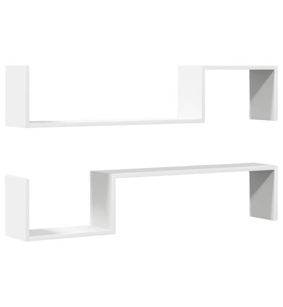Wandregale 2 Stk. Weiss 100x15x20 cm Holzwerkstoff