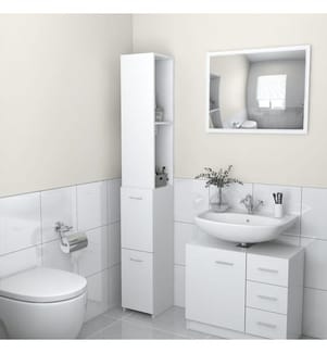 Badschrank Weiss 25x26,5x170 cm Holzwerkstoff