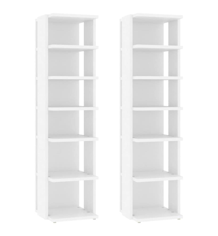 Schuhschränke 2 Stk. Weiss 27,5x27x102 cm Holzwerkstoff