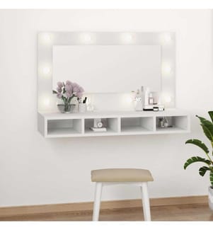 Spiegelschrank mit LED Weiss 90x31,5x62 cm
