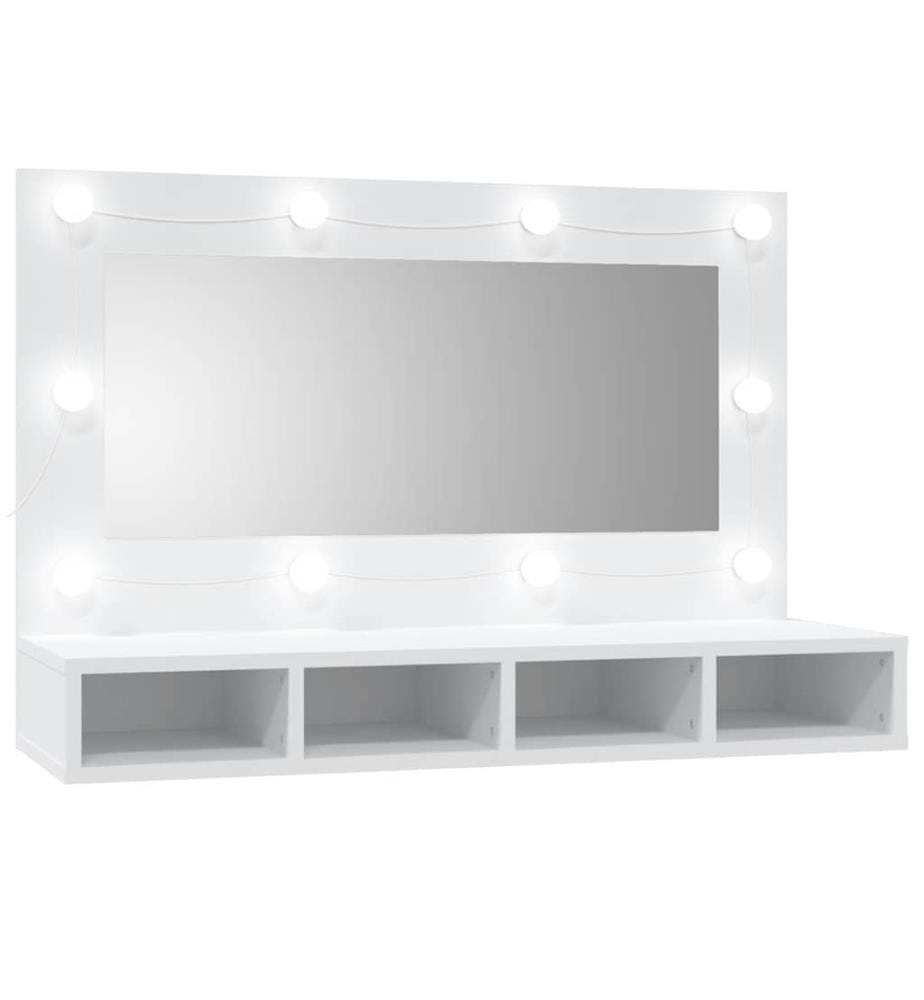 Spiegelschrank mit LED Weiss 90x31,5x62 cm