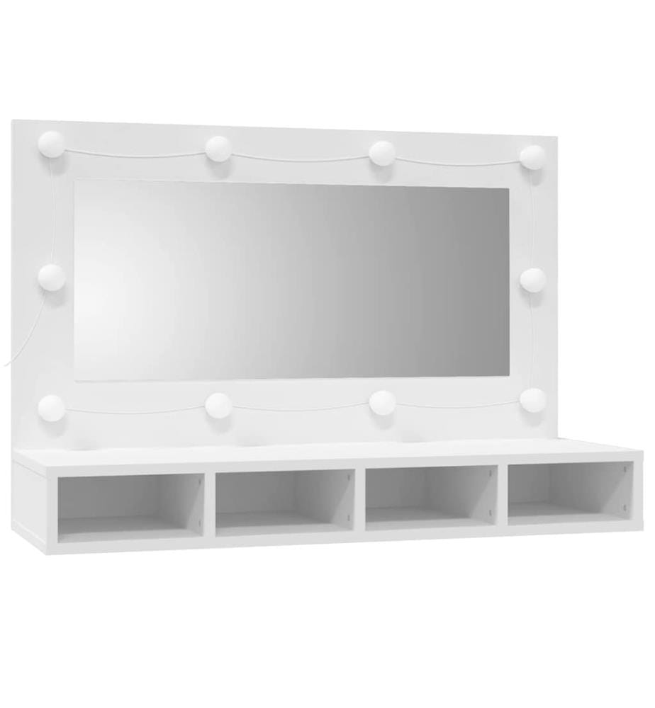 Spiegelschrank mit LED Weiss 90x31,5x62 cm